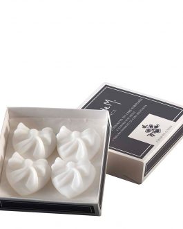Caja de 4 adornos de fondant perfumado Nudo Corazón – Flor de Algodón