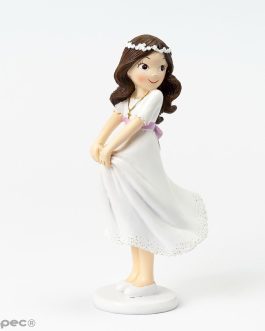 Figura pastel Comunión niña sujetando la falda 16cm